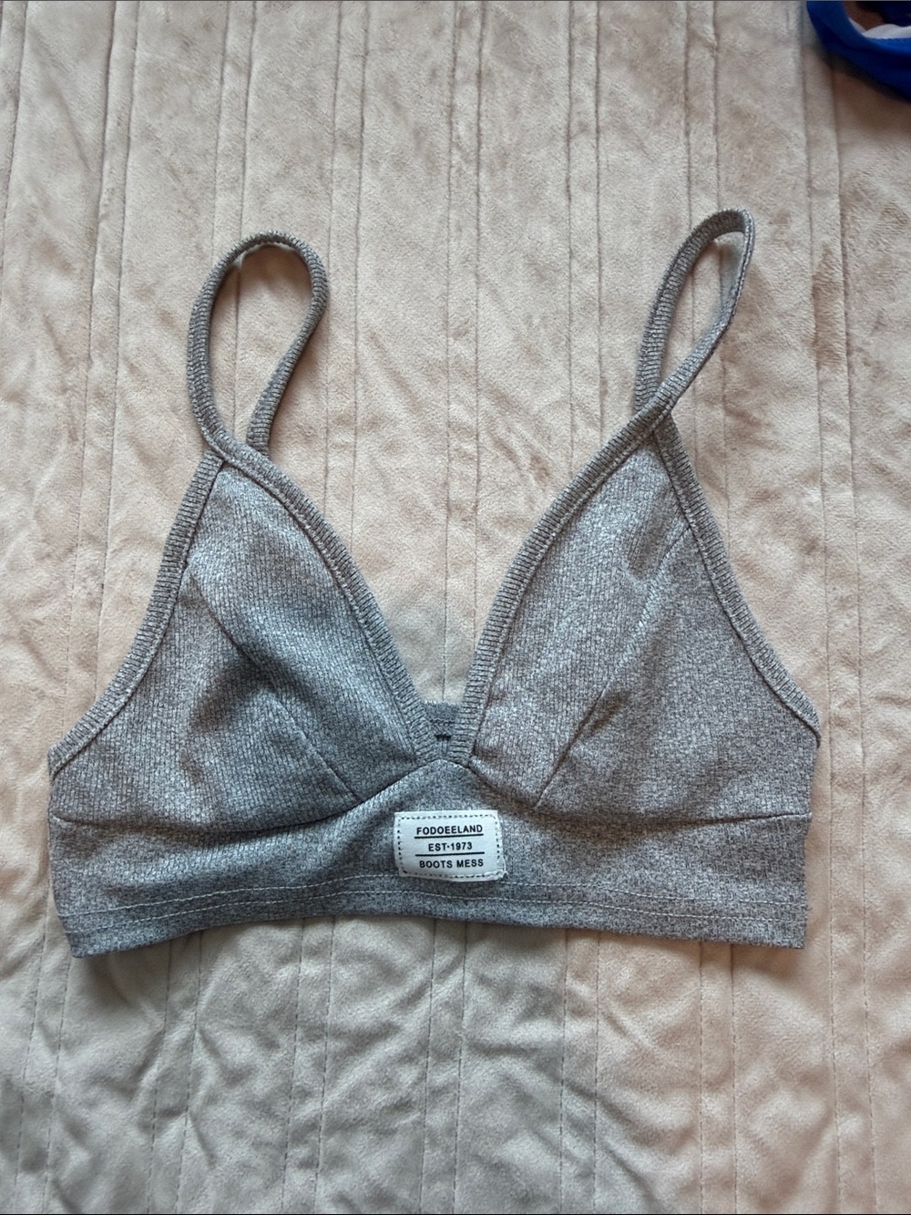 SHEIN Gray Ribbed Triangle Bralette